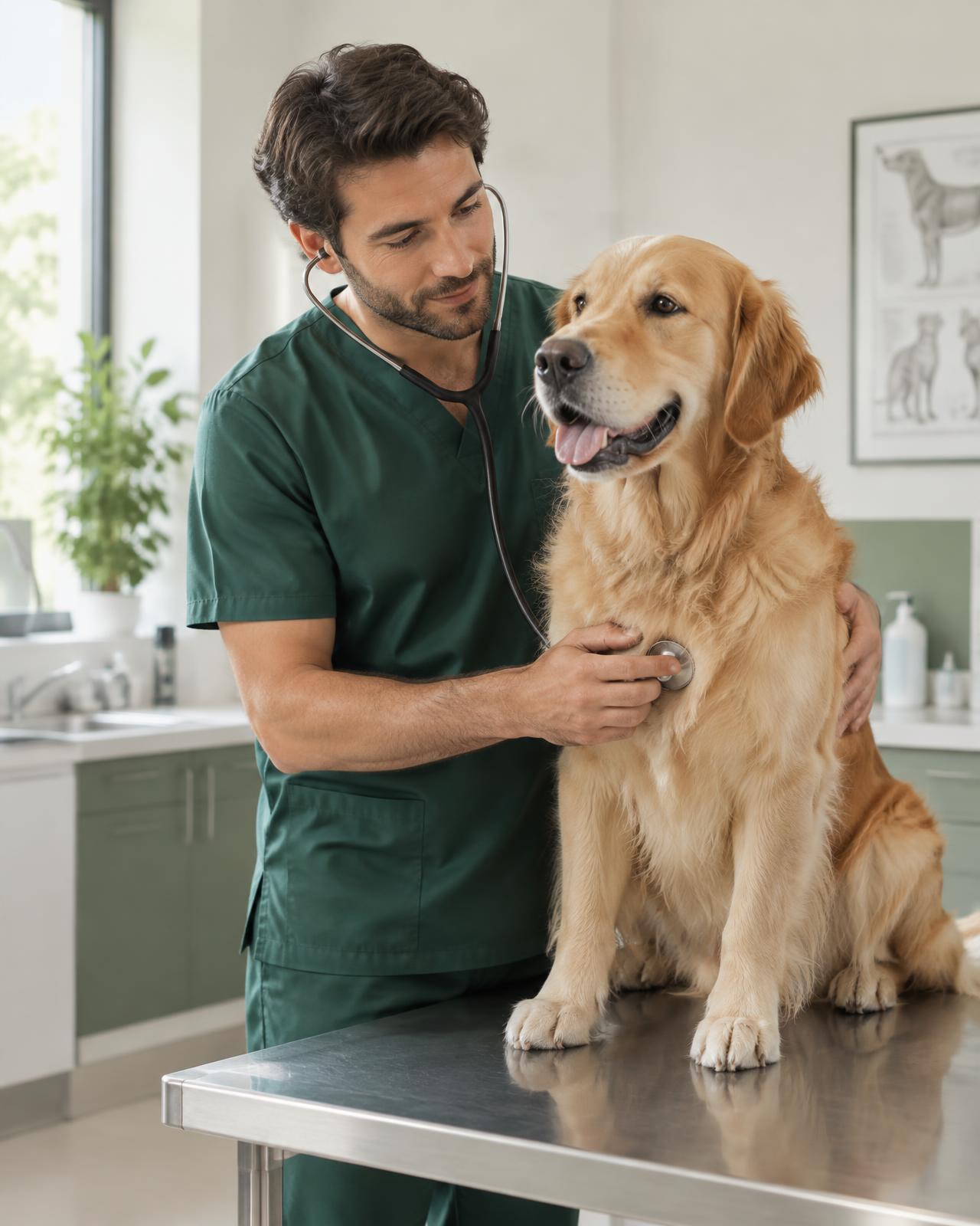 Veterinar pregleda psa u savremenoj veterinarskoj ordinaciji